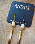 Porcupine Quill & Pearl Earrings