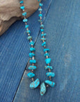 Handmade Turquoise Nugget Necklace with Seashell Heishi- Native Made