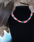 Turquoise and Glass Bead Necklace- Native Made