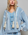 V-Neck Sweater- Blue-