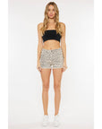 High Rise Denim Cheetah Short-