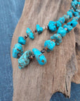 Handmade Turquoise Nugget Necklace with Seashell Heishi- Native Made