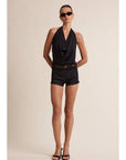 Denim Stretch Micro-Shorts- Black