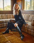 Sheer Lace Maxi Skirt- Black