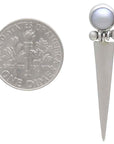 Sterling Silver Pearl Post Earrings with Hinged Spike 35x8mm