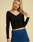 Basic V-Neck Long-Sleeve- Black