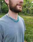 Handmade Turquoise Nugget Necklace with Seashell Heishi- Native Made