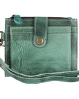 Leather Credit Card Holder Wallet- Green: NMBGM133D