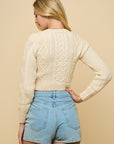 Cropped Woven Sweater- Vanilla