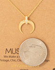 Mini Crescent Horn Necklace- Silver