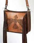 Phoenix Hand-tooled Leather Fringe Crossbody Bag: ADBG725B