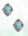 Turquoise Concho Diamond Post Earring-