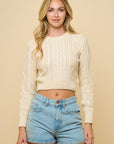 Cropped Woven Sweater- Vanilla