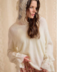 Ivory Sweater with Lace Hood-