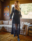Sheer Lace Maxi Skirt- Black