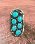 Genuine Turquoise 6 Stone Adjustable Ring