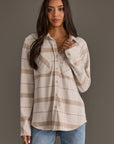 Cream, Tan & Gray Plaid Button Up