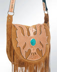 Phoenix Patch Genuine Suede Crossbody Bag: ADBGH125