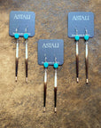 Porcupine Quill & Turquoise Earrings, with Silver Earwires
