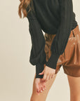 Stripe Sleeve Sweater- Black