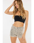 High Rise Denim Cheetah Short-