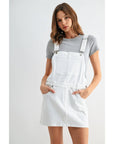 Denim Overall Mini Dress- White