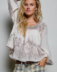 Washed Square Neck Boho Top-