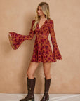 Canyon Still Mini Dress- Red