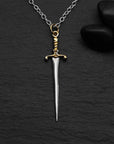Sterling Silver Sword Necklace with Bronze Handle