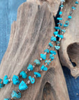 Handmade Turquoise Nugget Necklace with Seashell Heishi- Native Made