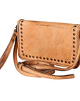 Distressed Leather Wallet with Crossbody Strap: Brown: NMBG129A