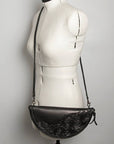 Crescent Crossbody Bag with Tooling- Black: ADBG338A