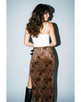 Suede Animal Print Maxi Skirt-