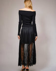 Sheer Lace Maxi Skirt- Black