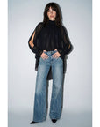 High-Low Chiffon Top- Black