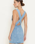 Daisy Embroidered Sleeveless Denim Dress-