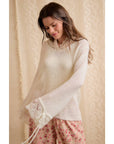 Ivory Sweater with Lace Hood-