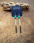 Porcupine Quill & Turquoise Earrings, with Silver Earwires