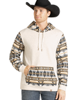 Aztec Sleeve Hoodie- Grey-