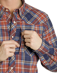 Brushed Plaid Stretch Shirt- Blue