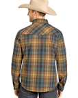 Brushed Plaid Stretch Shirt- Brown