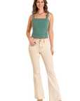Square Neck Buckle Tank- Green