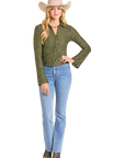 Jacquard Collared Top- Olive-
