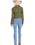 Jacquard Collared Top- Olive-
