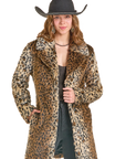 Leopard Print Faux Fur Jacket-