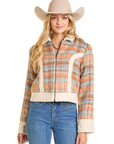 Plaid Shacket with Sherpa Trim-