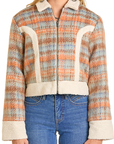 Plaid Shacket with Sherpa Trim-