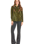 Retro Velvet Shirt- Olive-