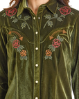 Retro Velvet Shirt- Olive-
