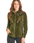 Retro Velvet Shirt- Olive-